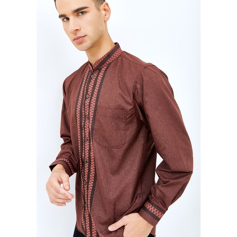 koko maroon kemeja koko pria baju koko marun lengan panjang