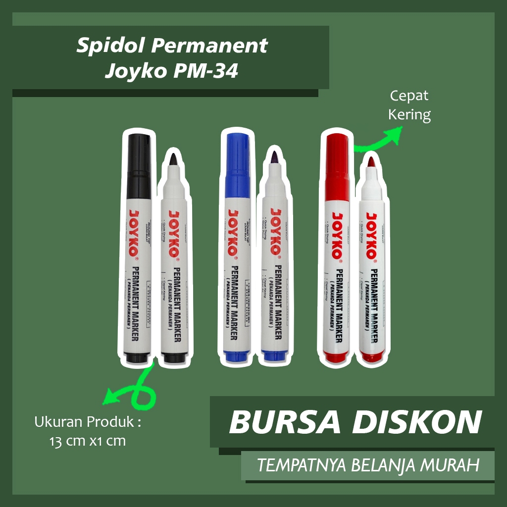 

Spidol Joyko Whiteboard Permanent Marker Permanen Round Tip Papan Putih