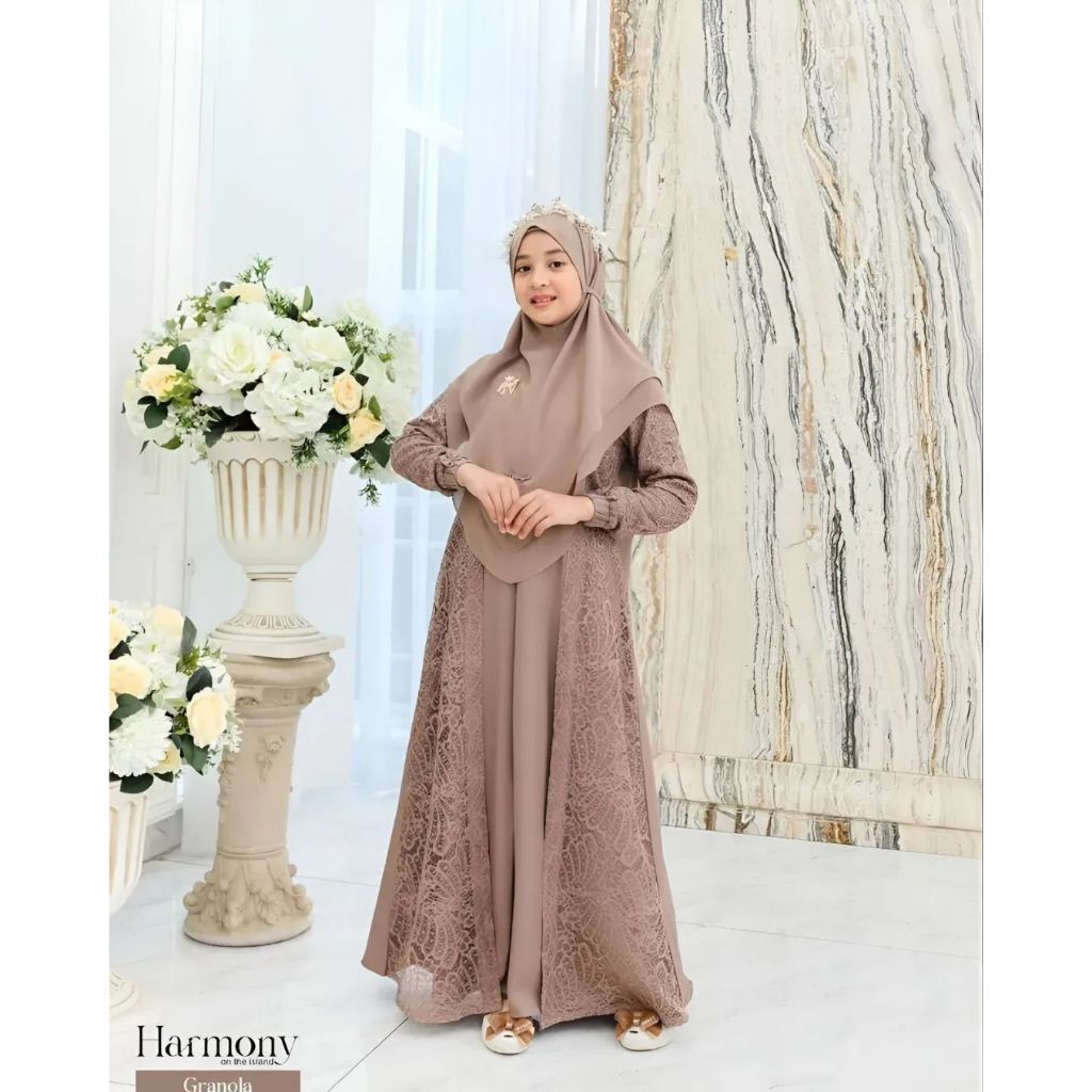 COD GAMIS ANAK PEREMPUAN USIA REMAJA UMUR 10-11-12-13-14 TAHUN HARMONY SYARI KIDS TANGGUNG BAHAN CRI
