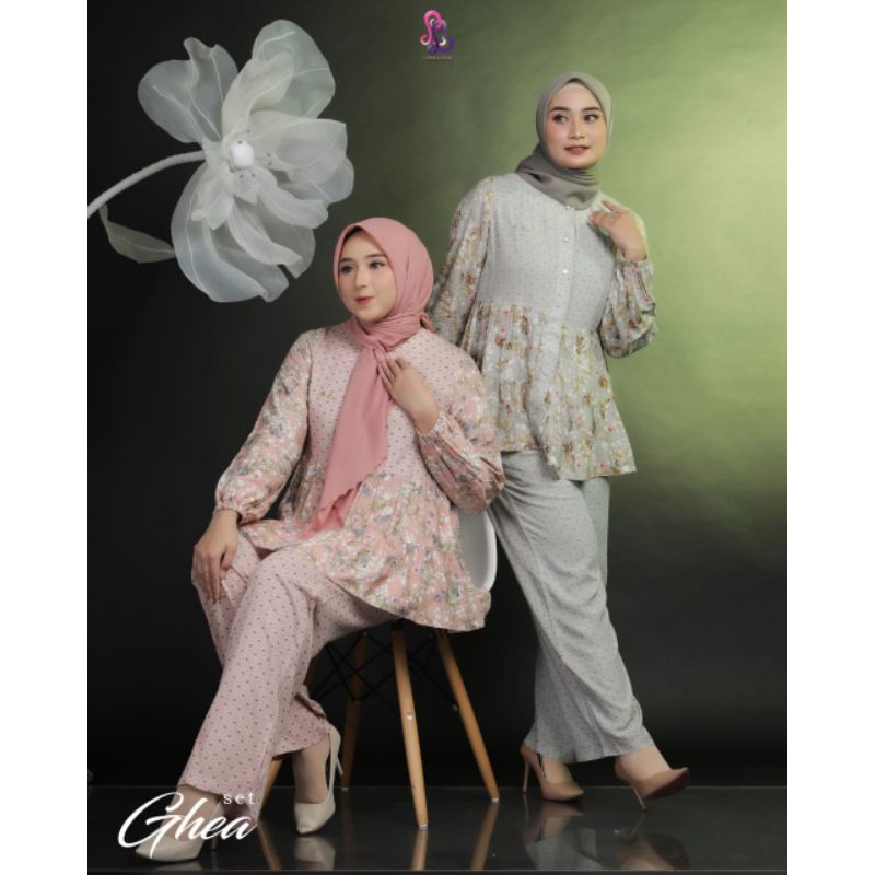 Linalivia Hijab Ghea Set tunik celana Adem Outfit kekinian