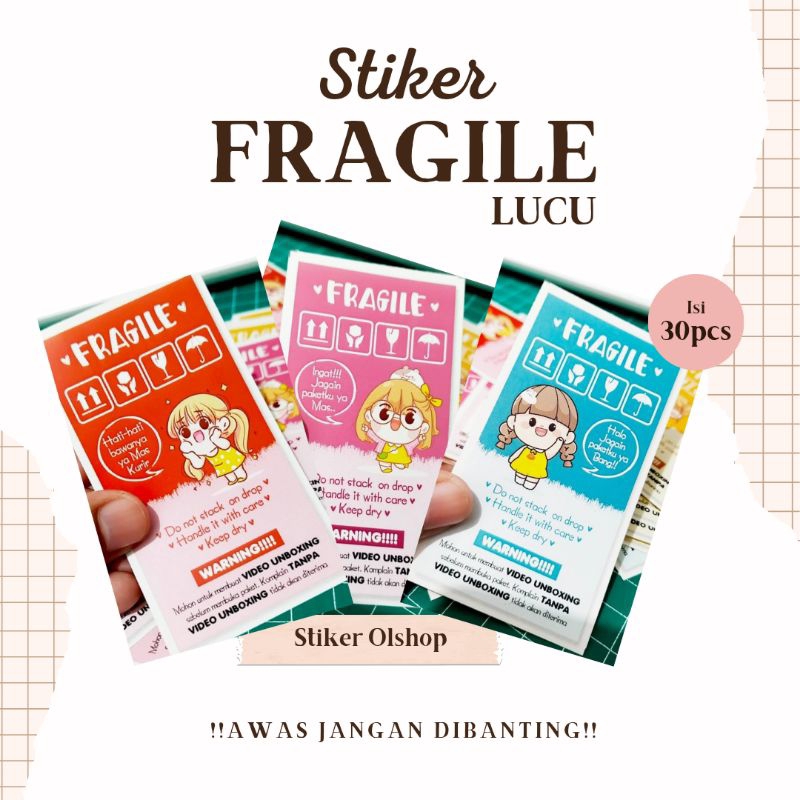 Stiker Fragile Lucu | Stiker Olshop | Stiker Jangan Dibanting