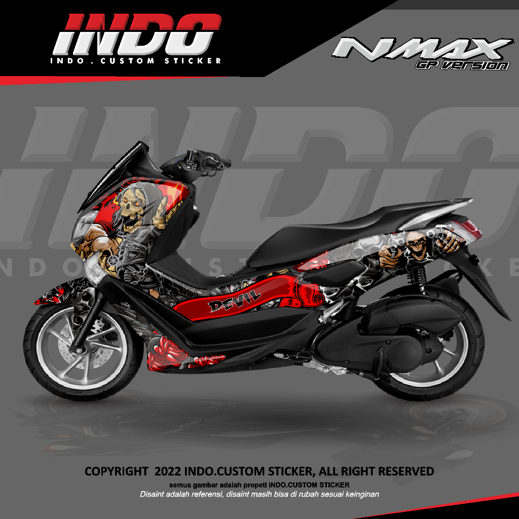 DECAL STIKER NMAX SIMPLE ELEGANT FULL BODY DECAL STIKER NMAX NEW/OLD - N MAX tengkorak 123