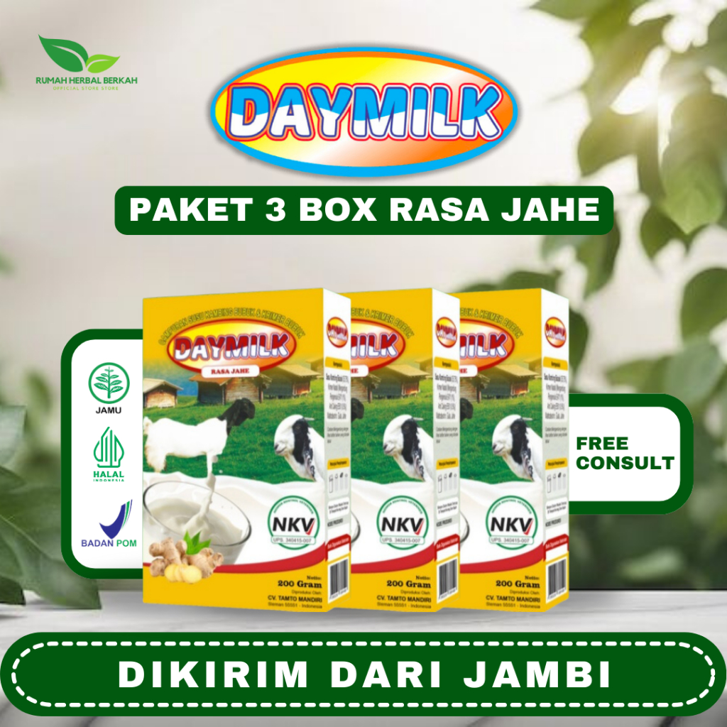 

Daymilk Jahe (Paket 3 BOX) - Susu Kambing Etawa Cegah Osteoporosis, Atasi Nyeri Sendi, Rematik, Jaga Kesehatan Tulang dan Sendi, Asam Urat, Sesak Napas dan Gangguan Pernapasan, Manambah Imunitas Tubuh, Aman Busui dan Bumil - 200 Gram HALAL Jambi
