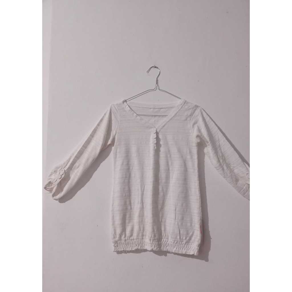 PRELOVED KAOS BAJU WANITA LENGAN 7/8 WARNA PUTIH