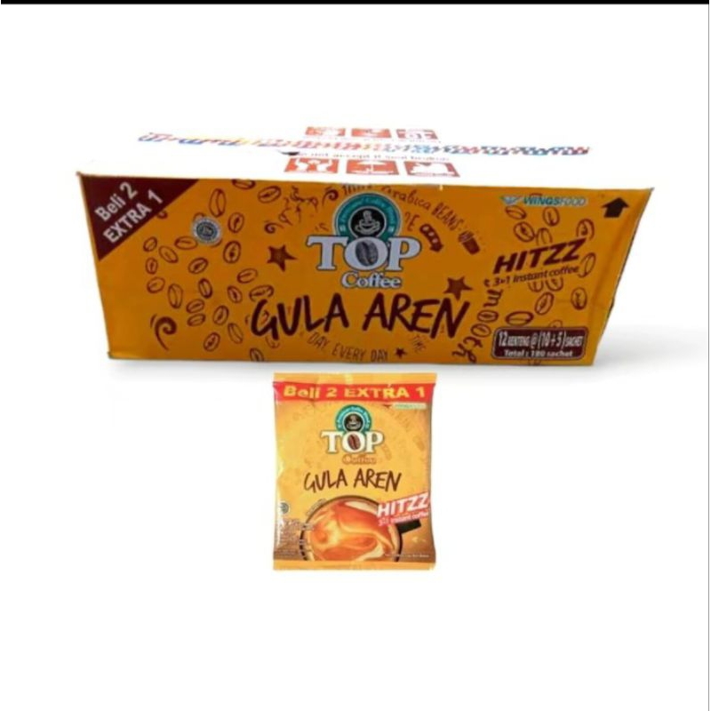 

1 KARTON TOP COFFEE GULA AREN HITZZ ISI 180 SACHET