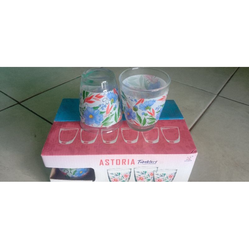 gelas set kado isi 6 pcs Tumblers ASTORIA/gelas kaca bunga 6 pcs