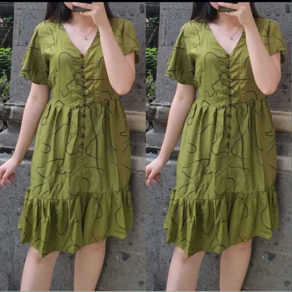 Dress Bali Terbaru Dress ibu Hamil Terbaru daster anak Muda Kekinian Daster Bali Viral Kancing Motif