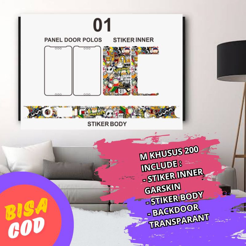 [PAKET GANTENG] HIASAN DINDING M KHUSUS 200 BACKDOOR X STIKER INNER BODY