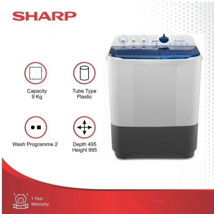 Mesin Cuci Sharp ES-T97CM 9 Kg Aquamagic T97CM 9Kg 2 Tabung 97CM