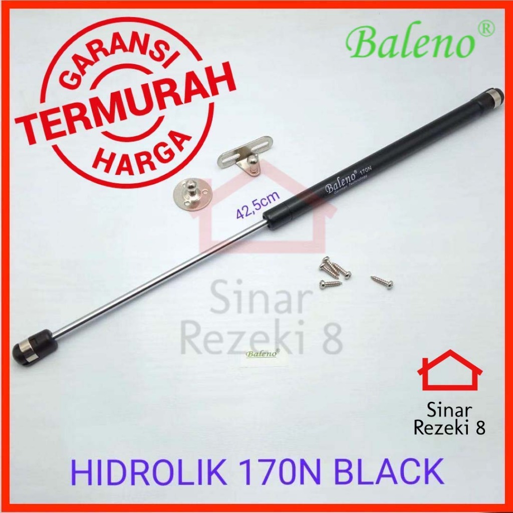 Hidrolik Gas Spring 170 N 17 kg BLACK HITAM Baleno / Pintu Lemari Jok Motor
