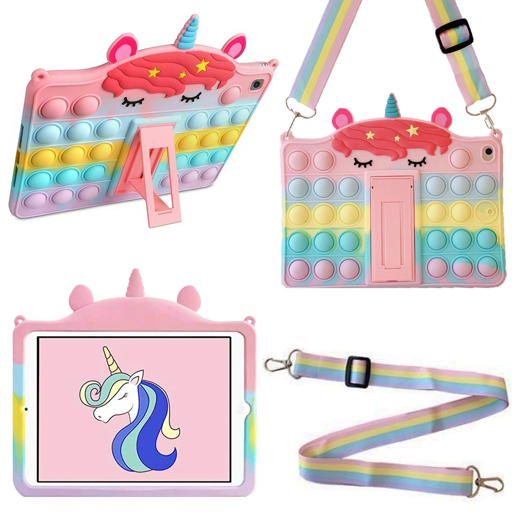 Apple iPad Mini 6 Silicone Soft Case Pop It Unicorn Strap