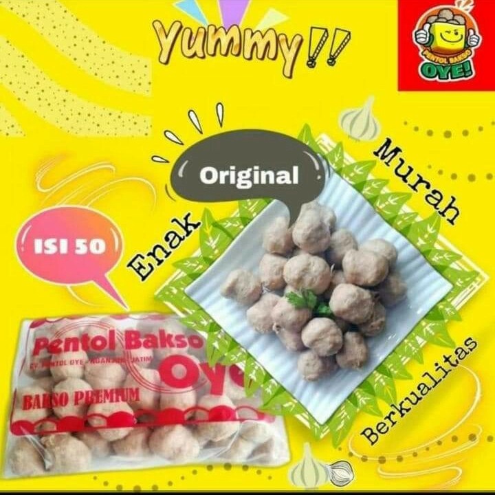 

BESTSELLER PENTOL OYE Daging Original Bakso / Baso Premium oye uye Pack Pax Frozen isi 50 biji Halal Bpom isi 50 pcs Siap Masak Kualitas Tinggi Enak Murah Berkualitas Yummy Choice