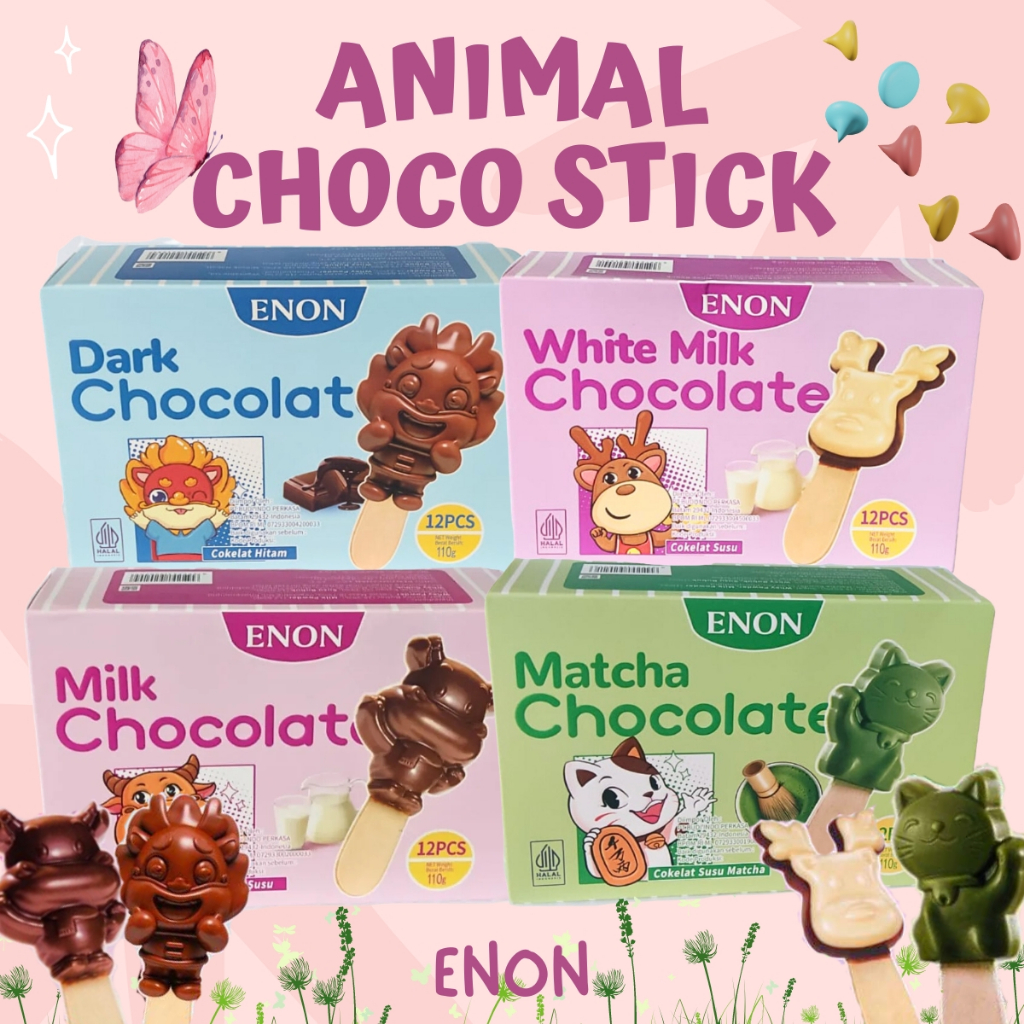 

Enon Animal Choco Stick 1 Pack isi 12Pcs 110g Camilan Snack Chocolate Cokelat Import Berbentuk Karakter Dengan Varian Rasa Dark White Milk Matcha