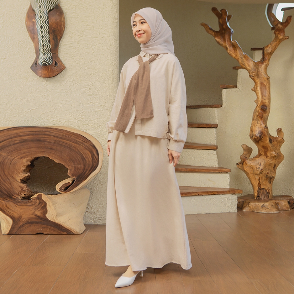 Lozy Hijab - Noona Set (One Set Linen Setelah Rok & Kemeja Wanita)