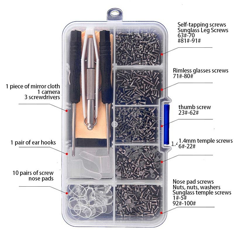 OP0 Set Reparasi Kacamata Baut Dan Nose Pad Lebih Praktis Repair Kit Perlengkapan Kacamata - Obeng