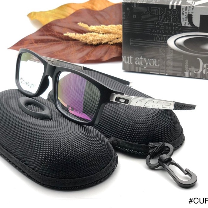 Frame Kacamata Pria Oakley Currency Sporty Paket Lensa Minus Kaca Mata Mewah Authentic KODE U1I5