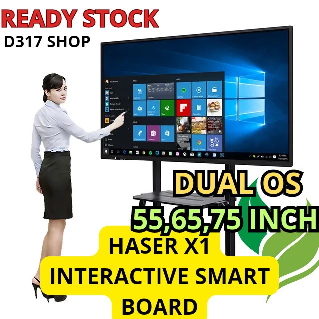 Interactive Flat Panel Digital Smart White Board Dual Os Haser X1 55 Papan Tulis Digital