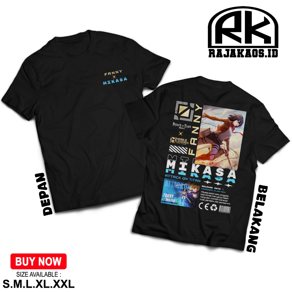 [HOT] RAJA KAOS MOBILE LEGEND FANNY MIKASA - KAOS FANNY ASSASSIN - KAOS ML VIRAL - COMBED 30S