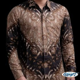 PROMO-TERBARU-KEMEJA BATIK MAMAS PEKALONGAN PRIA MURAH MEWAH PRIA LENGAN PANJANG MOTIF KERIS COKLAT