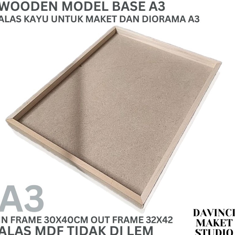 KODE L72J Alas Maket Dasar Diorama Frame Kayu A3 32cm x 42cm  Wooden Model Base
