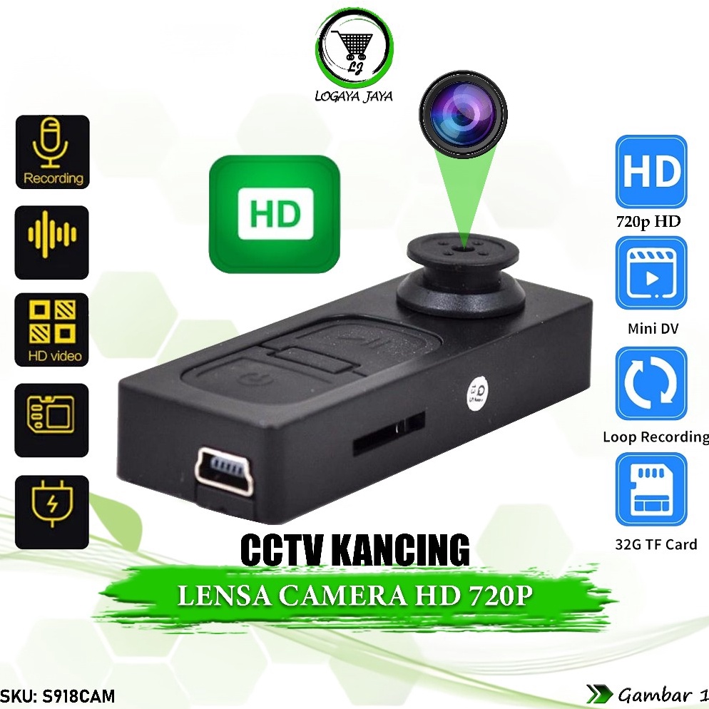 KODE D72B Spy Camera Kancing Non Wifi Button Camera Tombol Thisrt Camcorder Perekam Vidio Poto Hidde