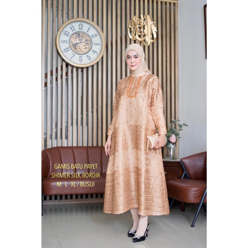 Gamis wanita payet terbaru katun shimer silk premium / Gamis wanita payet kekinian brand orginal kam
