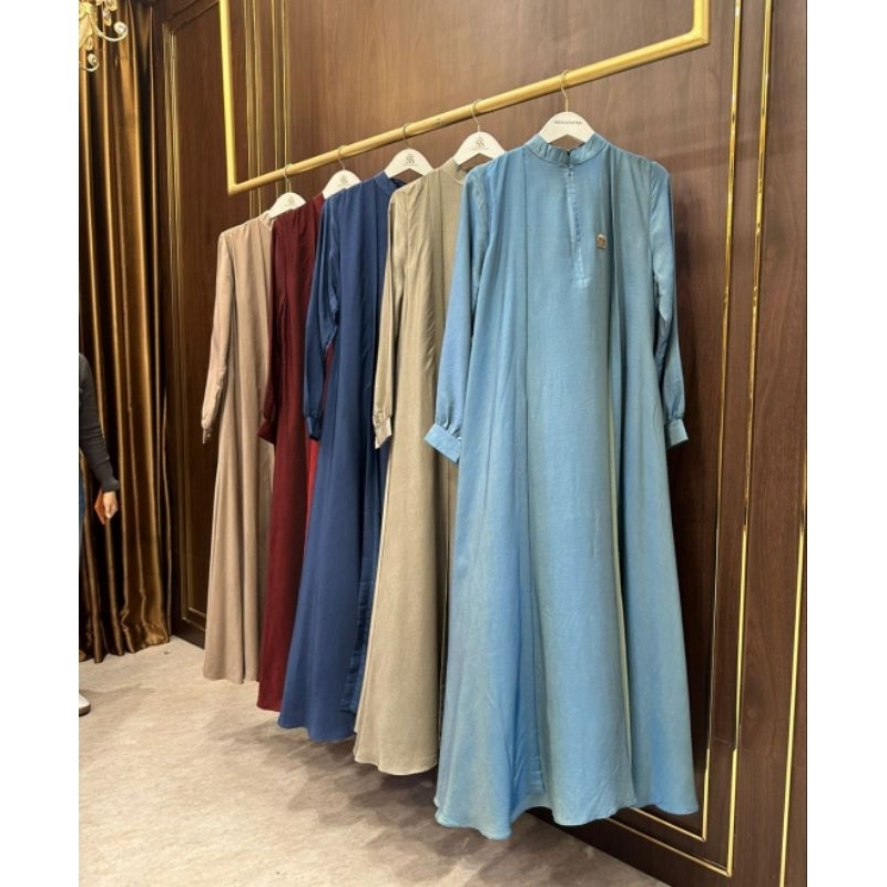 Gamis Polos Abadi Set Cardigan Shellasaukia