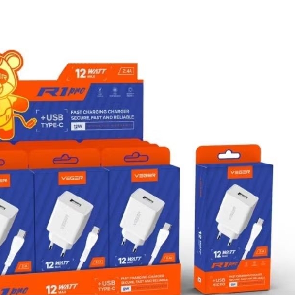 cesan hp veger wall 2.4 amper dengan kabel data charger micro/type c