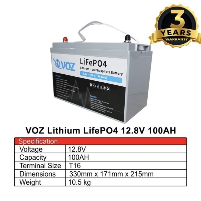 VOZ LifePO4 12,8V 100AH, 200AH, 300AH, 400AH - 100AH