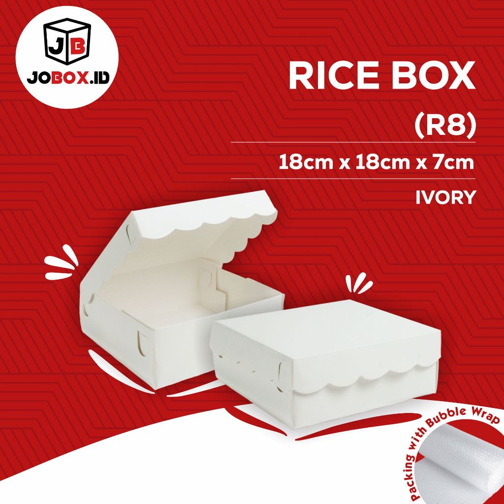 Dus Nasi Kotak Nasi R8 18 x 18 Bahan Ivory Food grade / Kardus Makanan / Box Nasi Kotak / Box Nasi /