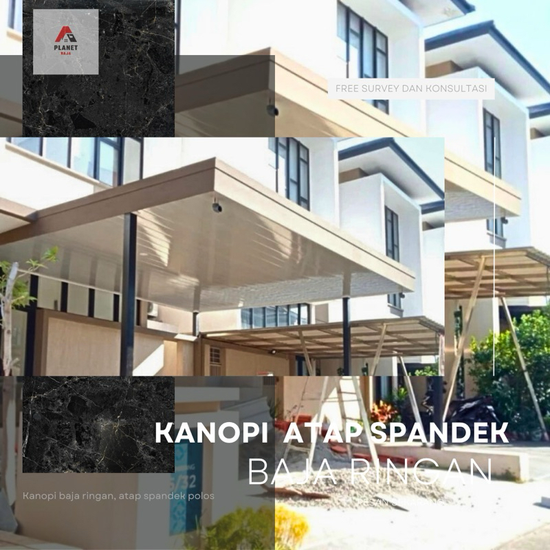 KANOPI BAJA RINGAN +PLAFON PVC+ATAP SPANDEK POLOS
