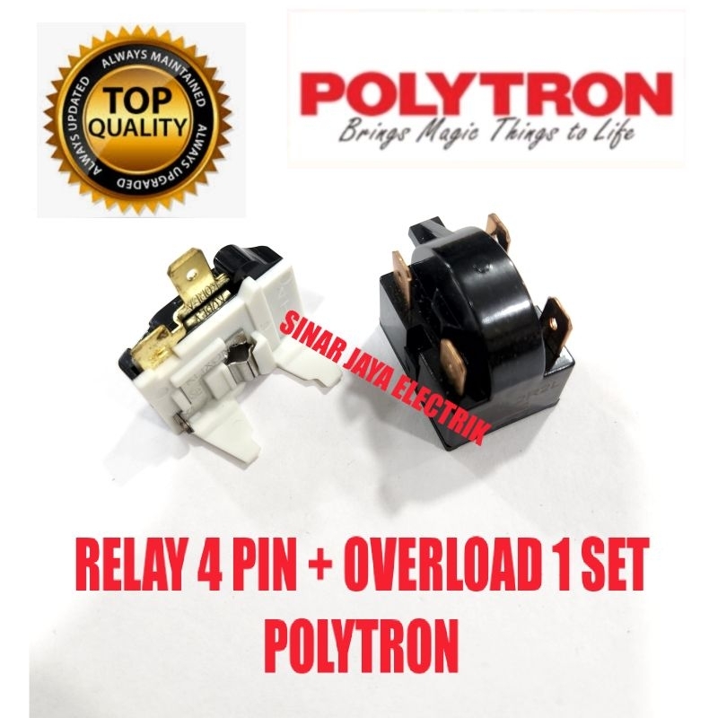 RELAY 4 PIN + PTC OVERLOAD KULKAS POLYTRON 1 PINTU