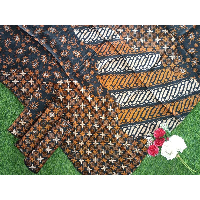 KAIN BATIK VISCOSE CIREBON TRUSMI BATIK FARIZA VISKOS FISKOS CAP TULIS PULAUAN SOGAN HITAM COKLAT