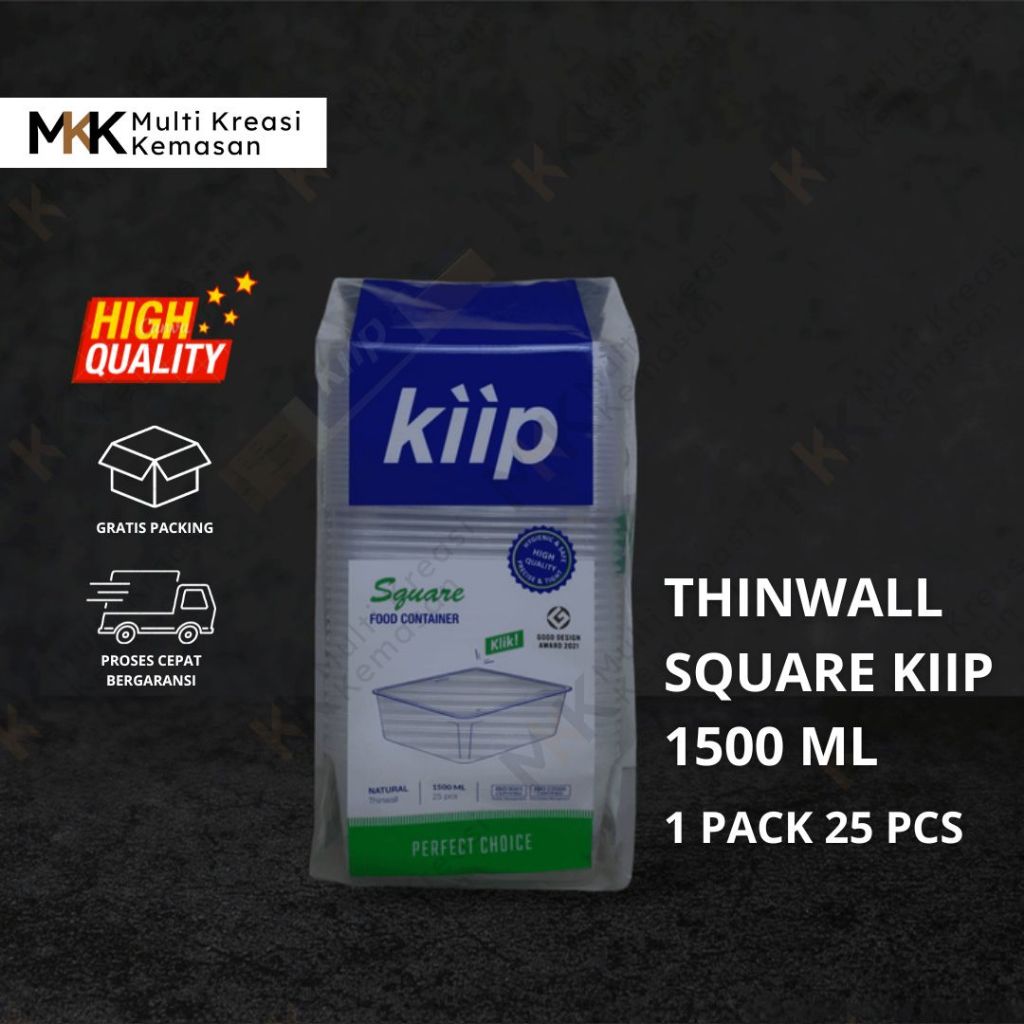 Thinwall SQUARE KIIP 1500ML 25 PCS Kotak makan - Kotak plastik - Wadah Box Makan