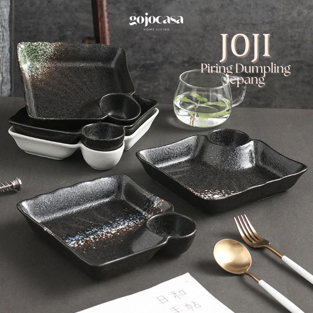 [gojocasa] JOJI Piring Makan Lauk Dumpling Keramik Hitam Jepang / Ceramic Black Dumpling Plate