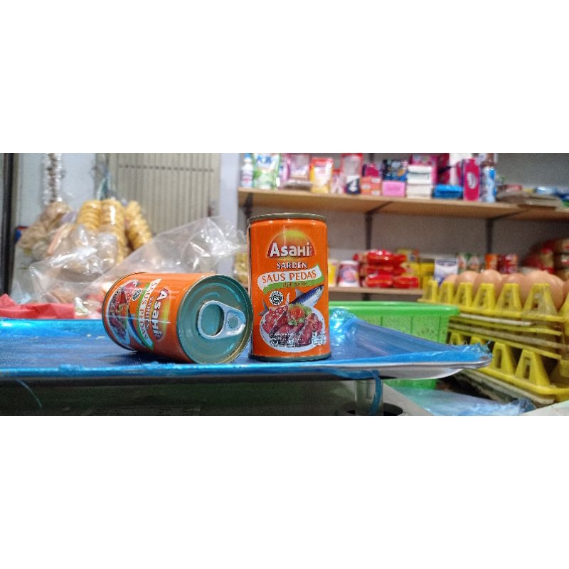

Sarden Asahi saus pedas 155gr kemasan kaleng instan halal BPOM