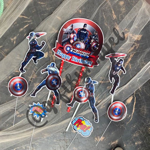 

Cake Topper Captain America Happy Birthday / Dekorasi Kue Ultah Karakter Premium