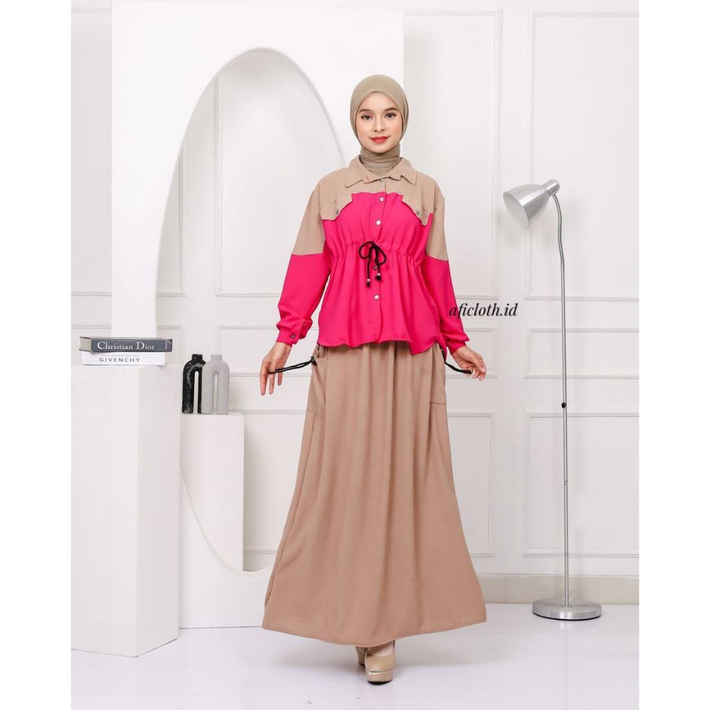 SETELAN SERUT ZAVIKA SET SERUT ROK CARGO CRINKLE AIRFLOW LD 110 | SETELAN SERUT | ONE SET CARGO ZAVI