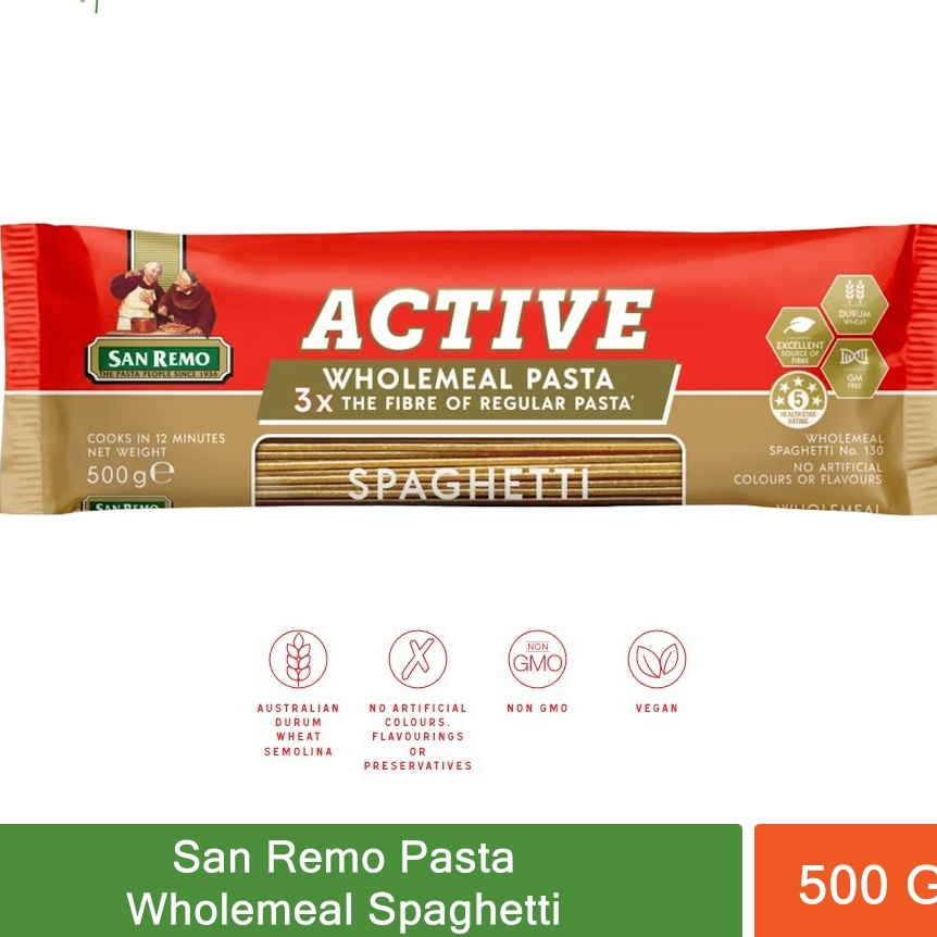 

San Remo Wholemeal Spaghetti Pasta 500gr