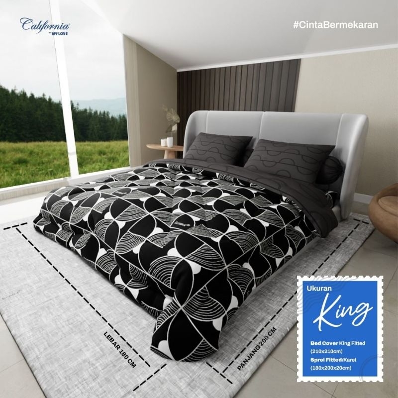 BEDCOVER CALIFORNIA 180X200 SET BED COVER TIDAK RUMBAI 160X200
