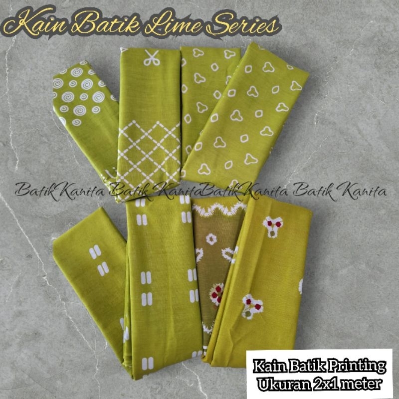 Kain Batik Katun halus Warna Lime Lemon/ Kain Jumputan etnik 2x1 meter