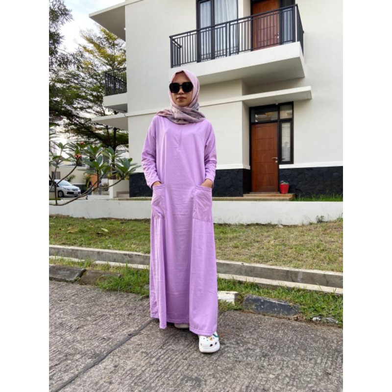 Sheida gamis kaos / gamis polos / gamis bahan katun combed 30S