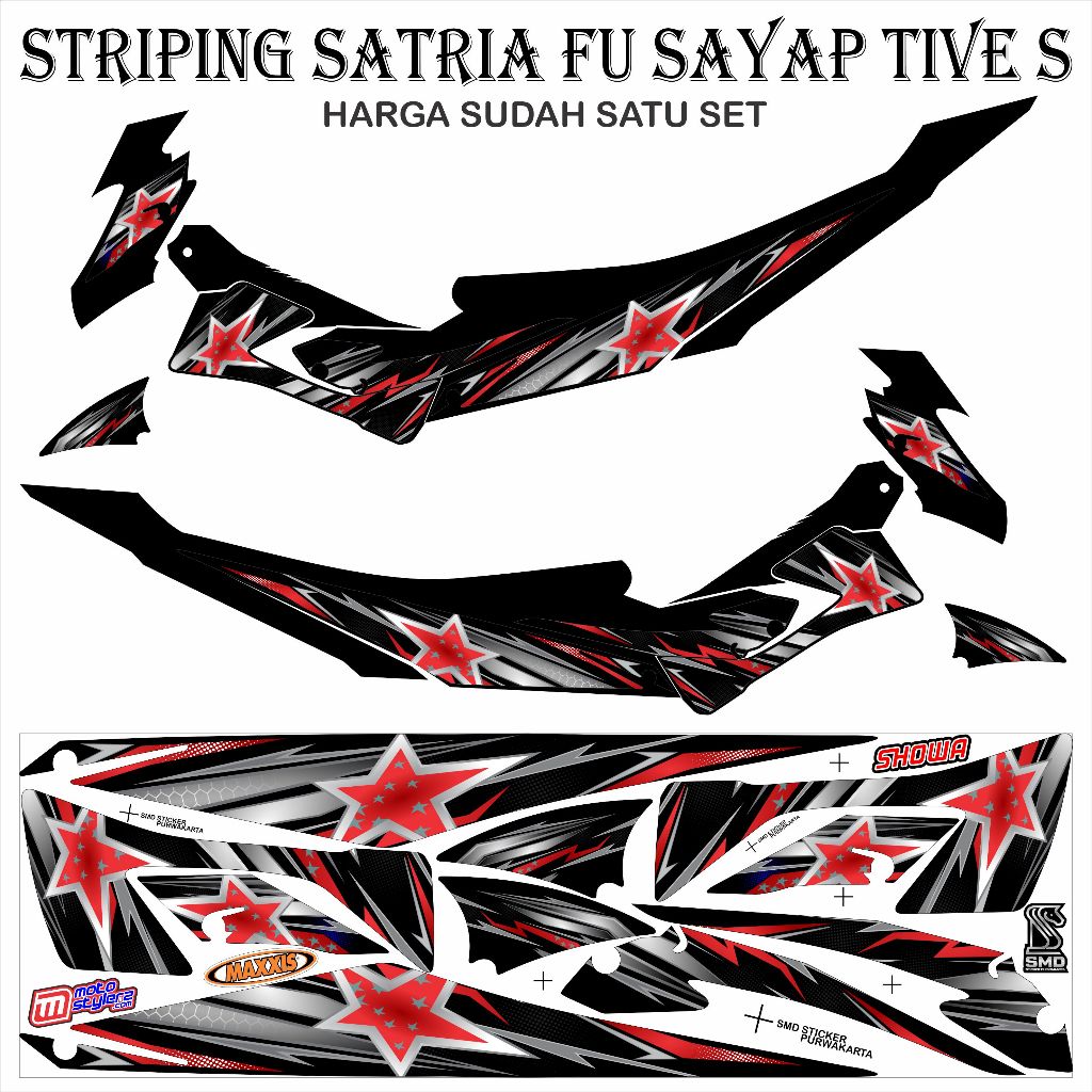 STRIPING STICKER VARIASI SATRIA FU SAYAP TIVE S MOTIF BINTANG