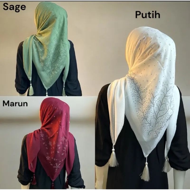 Jilbab segi empat Motif payet Akar Jambul/Hijab s4 payet swarovski tassel/kerudung pesta segi empat