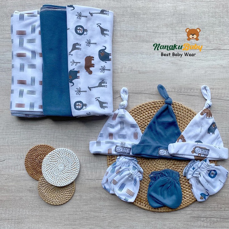 KODE F84Q Nanaku Baby  Jual Paket Perlengkapan Lahiran Bayi Newborn 4 In 1  3 Set Topi Bayi 3 Pasang