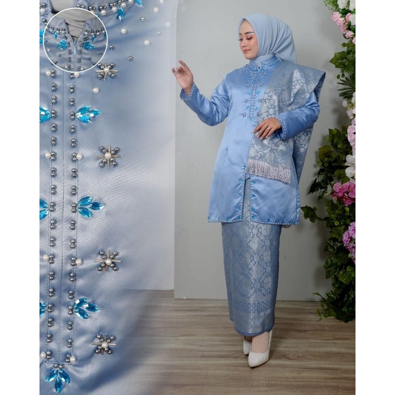 SETELAN KEBAYA SELENDANG KURUNG MELAYU//TUNIK LIDYA//KEBAYA KURUNG//KEBAYA KURUNG TAFETA PAYET