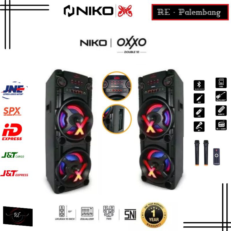 SPEAKER AKTIF OXXO DOUBLE 10"/SPEAKER TROLLEY/SPEAKER BLUETOOTH[NIKO]