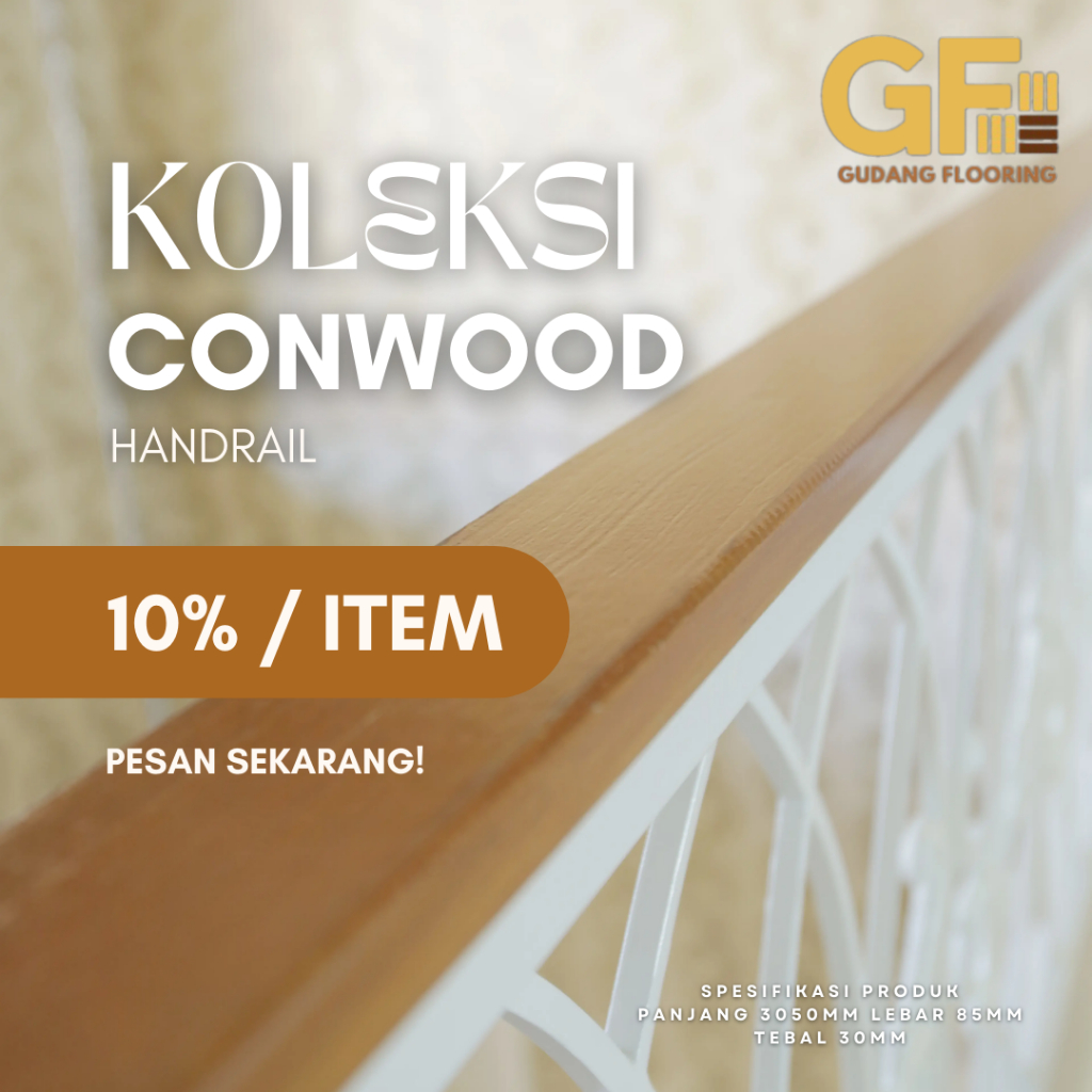 Conwood Handrail Tebal 30mm Lantai Kayu Outdoor/Indoor