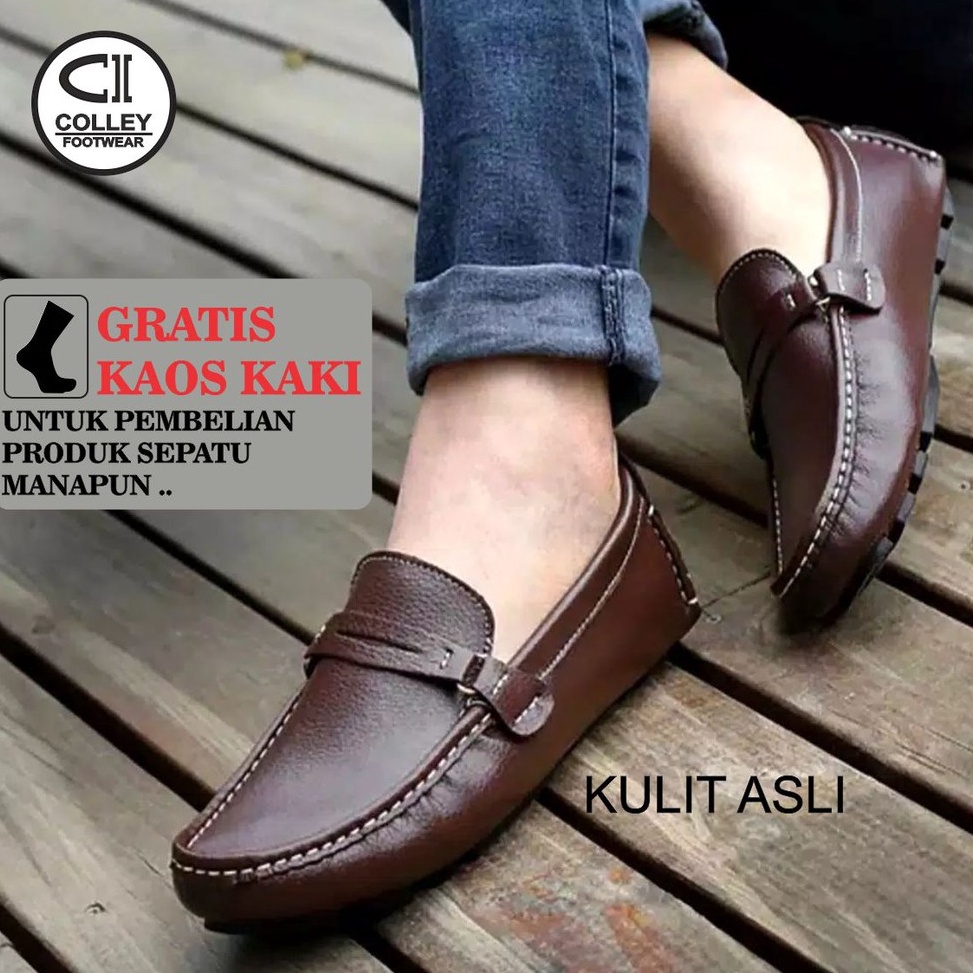 COD  SEPATU PRIA KULIT ASLI  PANTOFEL SANTAI  CASUAL LEATHER SHOES CLYDSI18 KODE Q4B7
