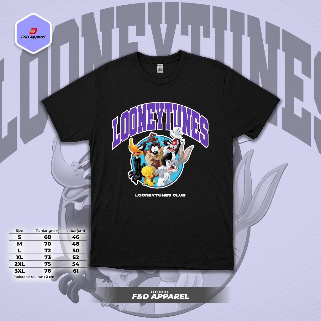 KAOS LOONEY TUNES - Kaos Kartun Looney Tunes Bahan Combed Premium